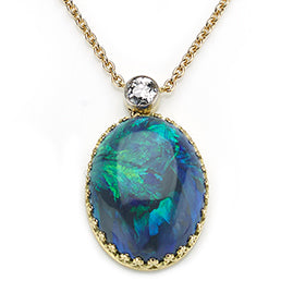 Diamond and Black Opal Pendant