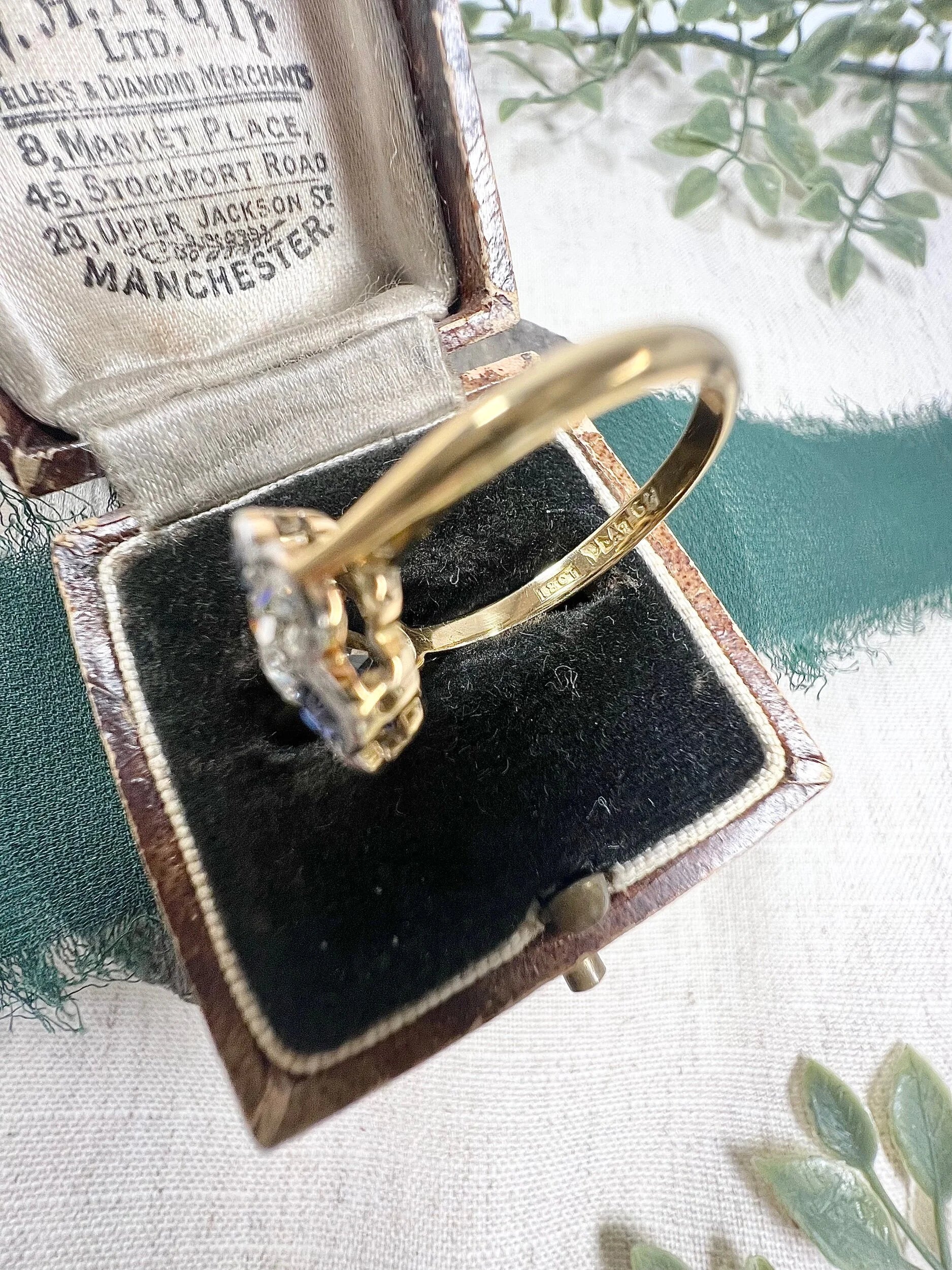 Edwardian 18 Carat Gold, Platinum, Sapphire and Diamond Daisy Cluster Ring, Circa 1910