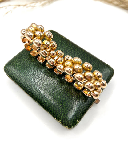 Vintage 18 Carat Yellow Gold Three Row Bubble Bracelet, Circa 1980