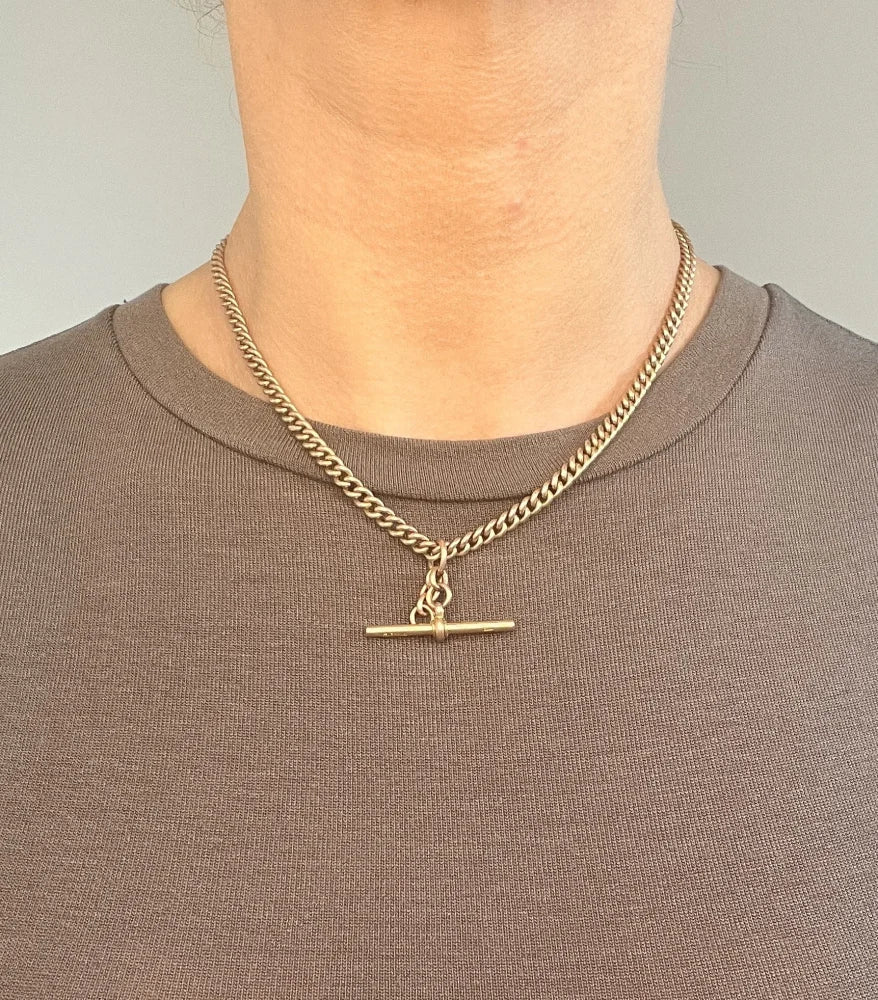 Antique Curb Link Albert Chain In 9 Carat Rose Gold