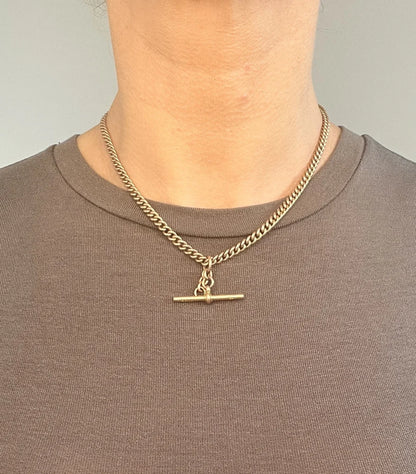 Antique Curb Link Albert Chain In 9 Carat Rose Gold