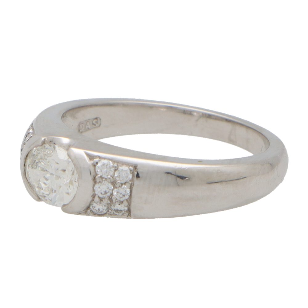 Contemporary Oval Diamond Bombe Ring in Platinum
