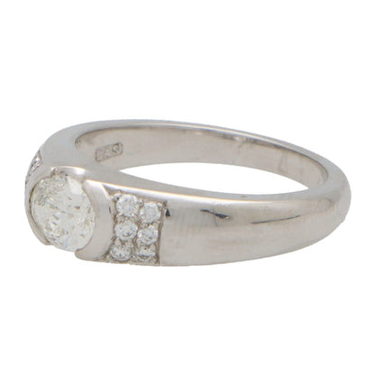 Contemporary Oval Diamond Bombe Ring in Platinum