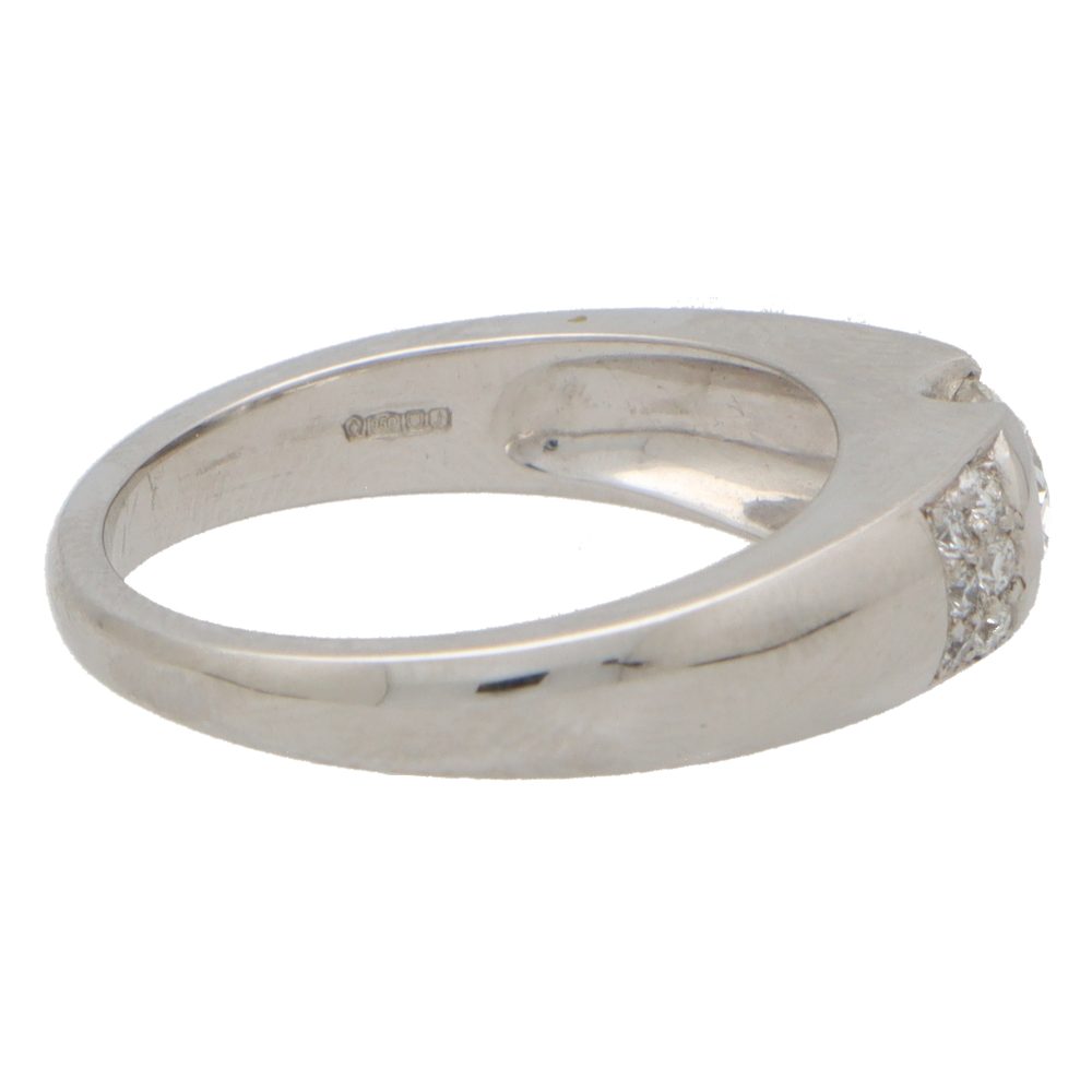 Contemporary 0.74ct Oval Diamond Bombe Ring in Platinum
