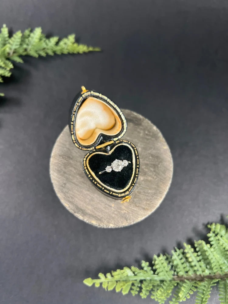 Vintage Three Stone Diamond Engagement Ring In 14 Carat White Gold