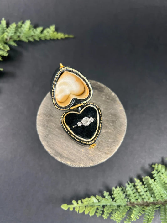 Vintage Three Stone Diamond Engagement Ring In 14 Carat White Gold