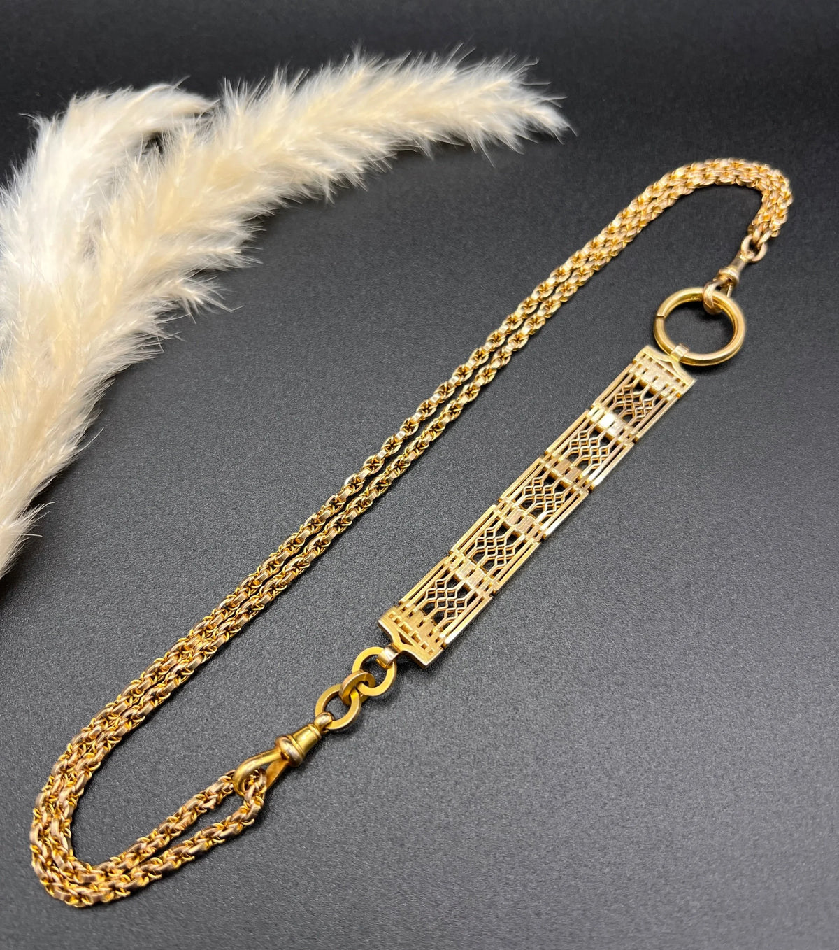 Antique 9 Carat Yellow Gold Gate Link Chain Extender Pendant, Circa 1900