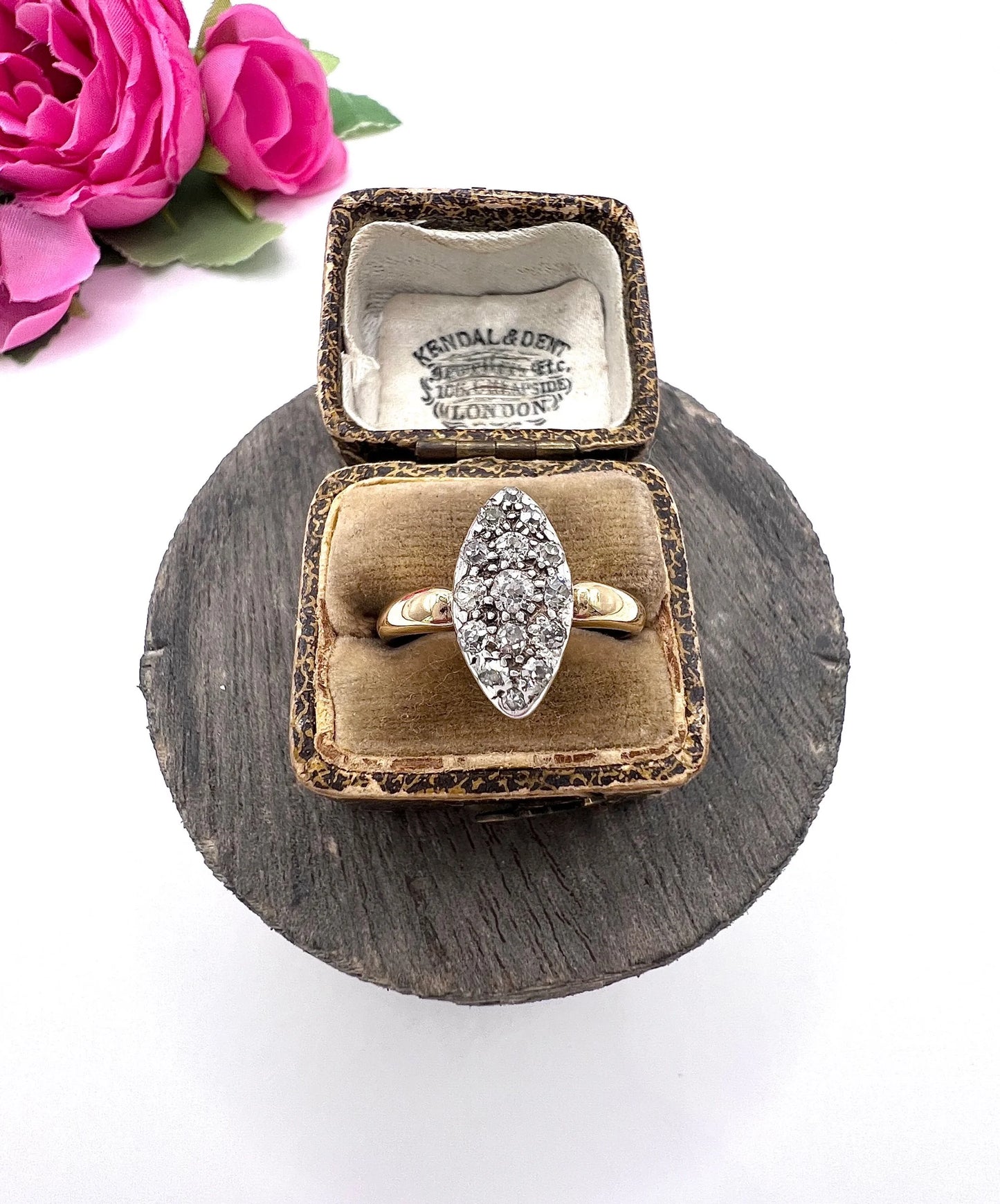 Victorian 18 Carat Yellow Gold Diamond Marquise/Navette Ring, Circa 1880
