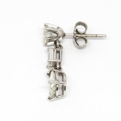 Pear Cut Diamond Drop Earrings in Platinum, 2.75 carat total