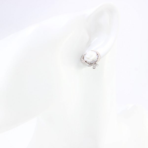 Breguet Rose de la Reine Carved Cameo and Diamond Earrings