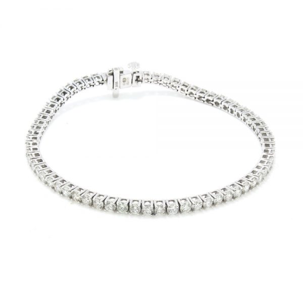 Diamond Line Tennis Bracelet in 18ct White Gold, 4.64 carat total