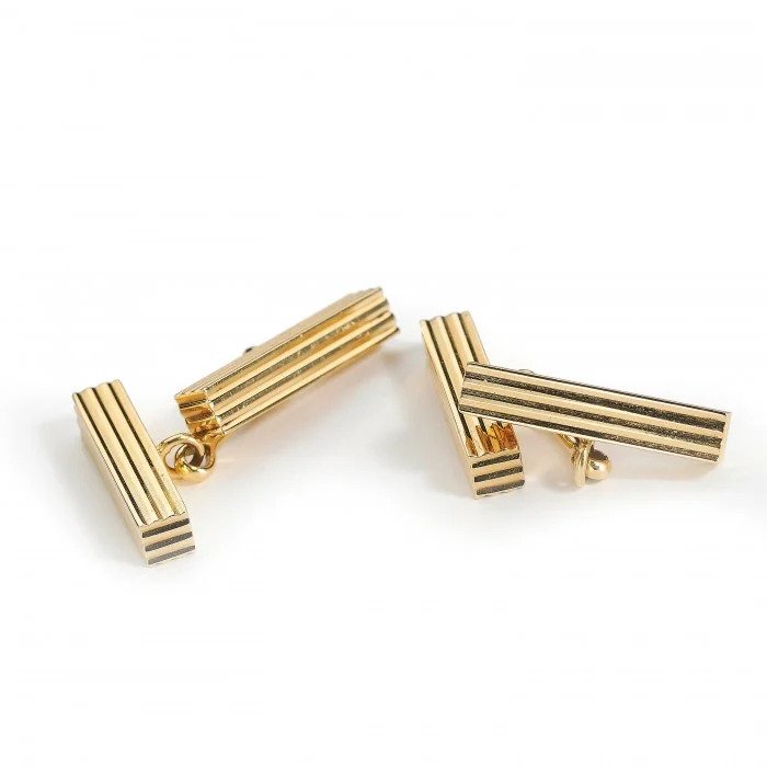 Vintage Cartier 18ct Gold Bar Cufflinks, London 1957