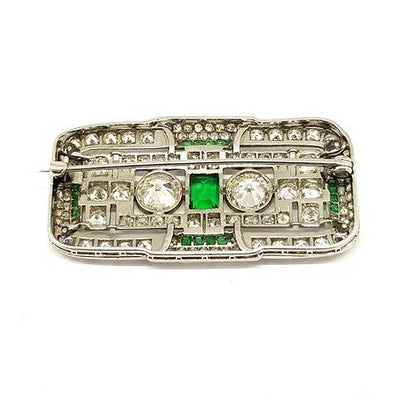Early Art Deco Diamond and Emerald Brooch, 3.00 carats