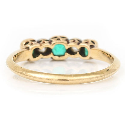 Antique Emerald and Diamond Five Stone Ring 18ct Yellow Gold