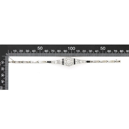 Art Deco 2ct Old Mine Cut Diamond and Onyx Bracelet