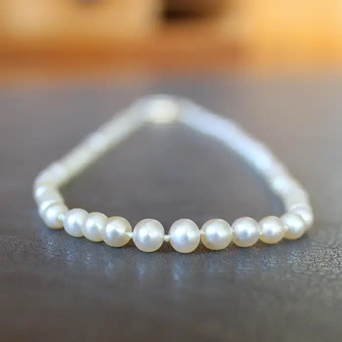 Art Deco Natural Saltwater Pearl Necklace with Diamond Clasp