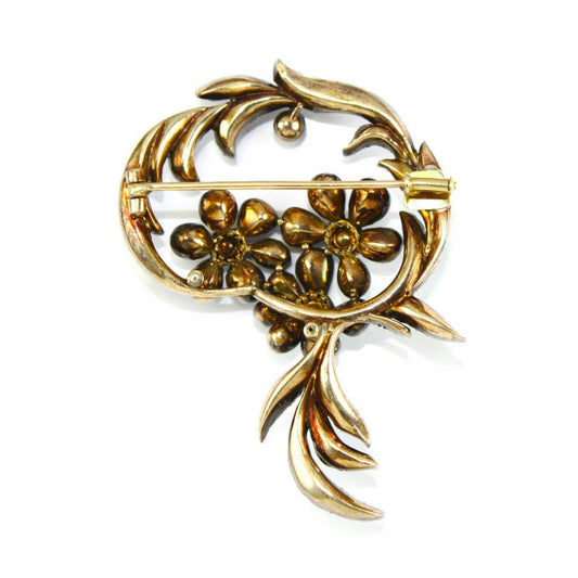 Antique Early Victorian 6ct Rose Cut Diamond Floral Brooch, Mid 19th century Circa 1860s