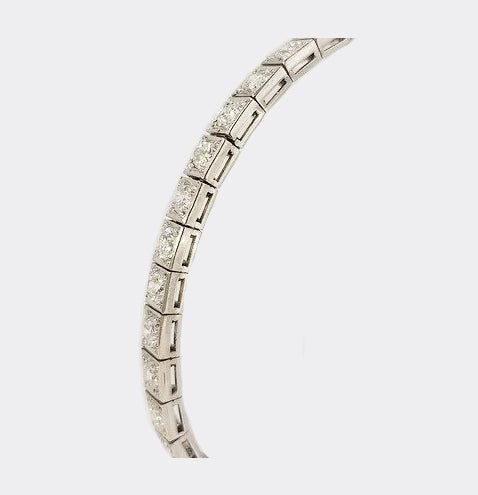 Art Deco Diamond and Platinum Line Bracelet, 5.00 carat total