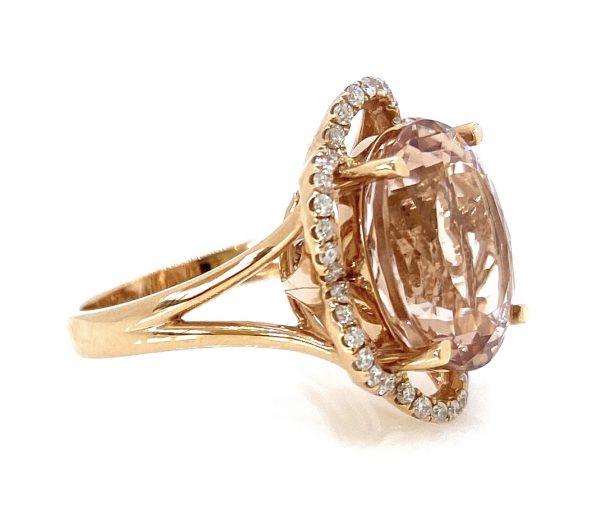 7.65ct Oval Morganite and Diamond Cluster Dress Ring