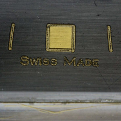 Art Deco Style Vintage Omega Table Desk Clock; black square dial with golden Roman numeral markers and hands, 8-day movement