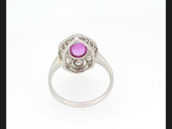 Vintage Pink Sapphire and Diamond Ring, 18ct White Gold