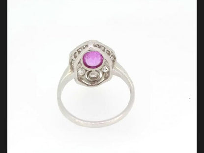 Vintage Pink Sapphire and Diamond Ring, 18ct White Gold