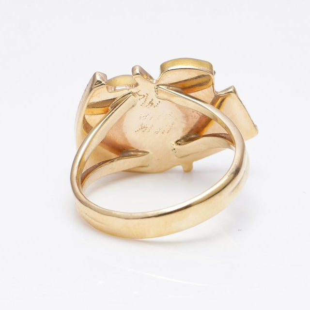 Vintage Black Opal Amethyst and Pearl Dress Ring in 18ct Yellow Gold