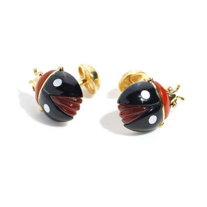 Carnelian Onyx and 18ct Yellow Gold Ladybird Cufflinks