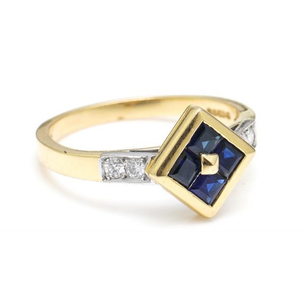Vintage Kutchinsky Sapphire and Diamond Ring, Circa 1979