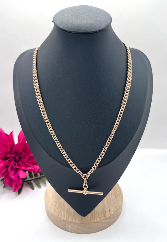 Antique 9 ct Gold Albert Chain: Edwardian Double-Graduated Watch Chain Necklace