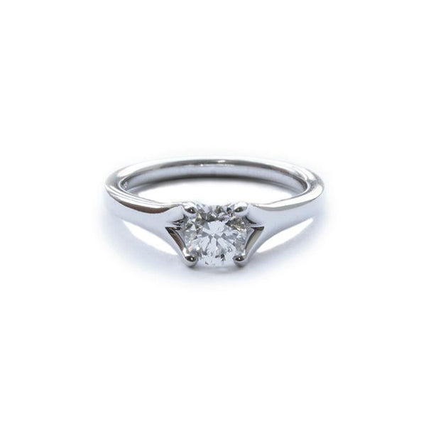 0.61ct Diamond and Platinum Single Stone Ring; 0.61ct brilliant-cut diamond, G, VS2, set with forked shoulders, in platinum, IGI certified