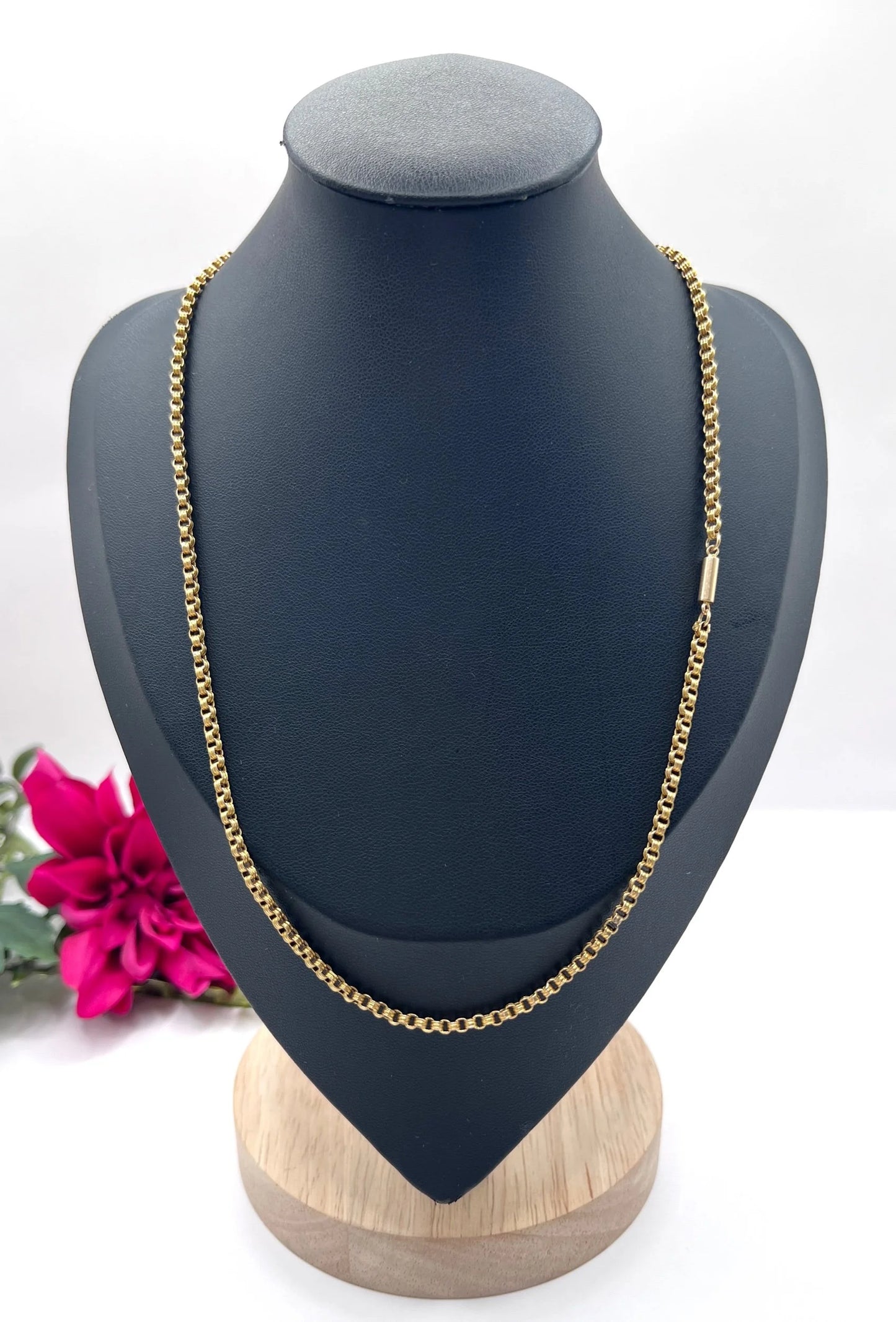 Antique 15ct Yellow Gold, 19 Inch Fancy Round Belcher Link Chain