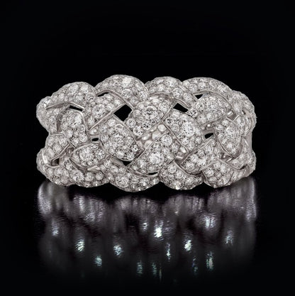 Antique Art Deco Old European Cut Diamond Bangle Bracelet in Platinum, 30 carat total