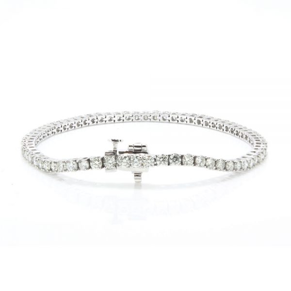 Diamond Line Tennis Bracelet in 18ct White Gold, 4.64 carat total