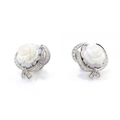 Breguet Rose de la Reine Carved Cameo and Diamond Earrings