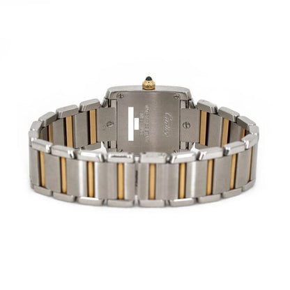Cartier Tank Francaise 20mm Small Model Steel and Gold Quartz Watch; Ref 2300, with original Cartier papers and service papers, Circa 1998