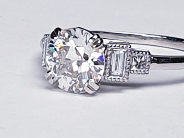 Vintage 1.06ct Old Cut Diamond and Platinum Engagement Ring
