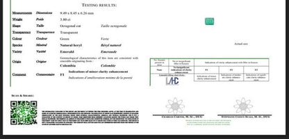 Vintage 3.80ct Natural Colombian Emerald and Diamond Cluster Ring; central 3.80 carat octagonal-cut emerald surrounded by 1.20cts diamonds, 18ct yellow gold, with GCS certificate.