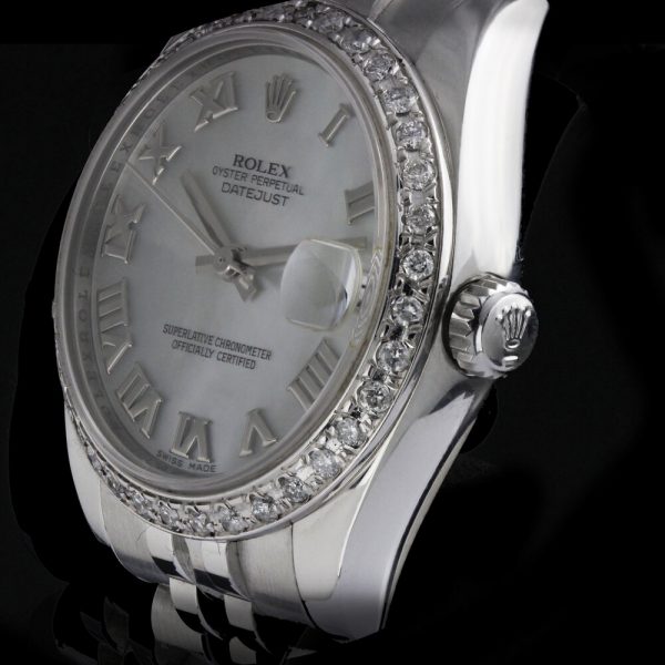 Rolex Lady Datejust Watch with Mother of Pearl Dial and Diamond Bezel