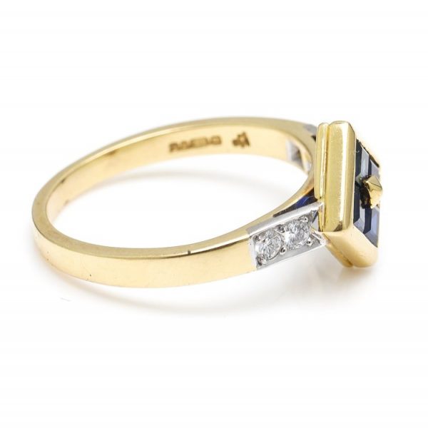 Vintage Kutchinsky Sapphire and Diamond Ring, Circa 1979