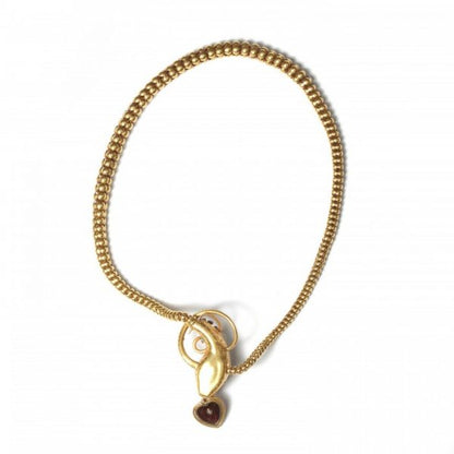Antique Victorian Garnet Diamond and Gold Snake Necklace, Circa 1860