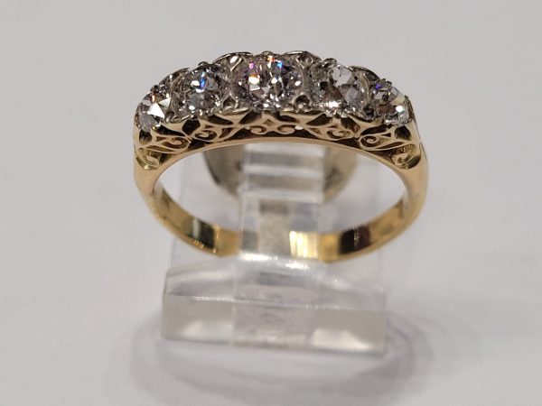 Antique Victorian Old Mine Cut Diamond Five Stone Ring