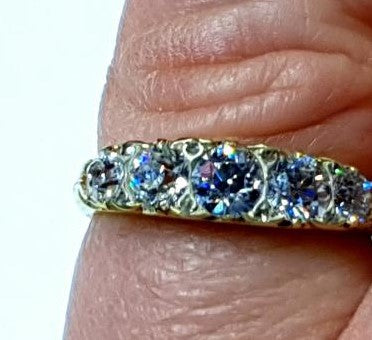 Antique Victorian Old Mine Cut Diamond Five Stone Ring