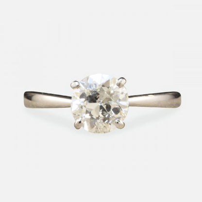 Old Cut Diamond Solitaire Engagement Ring, 1.07 Carat, 18ct White Gold