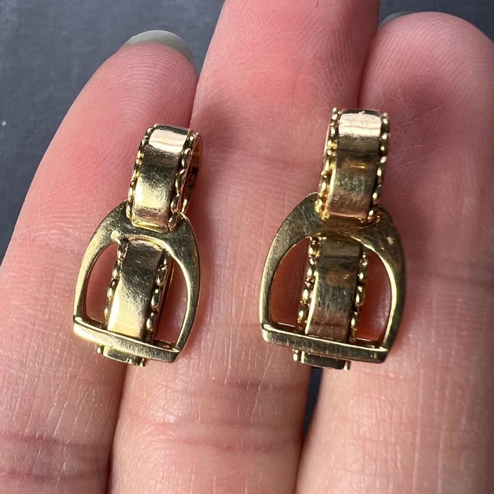 Hermes French 18ct Yellow Gold Stirrup Cufflinks