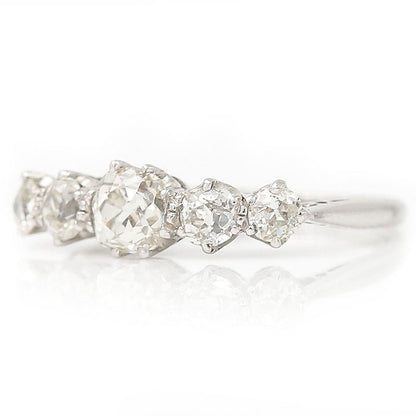 Victorian Antique Old Mine Cut Diamond Five Stone Ring