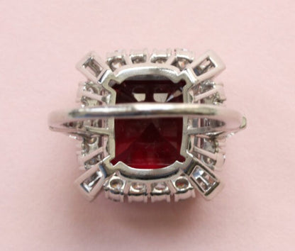 Bailey Banks and Biddle Vintage 12ct Rubelite and Diamond Square Ring
