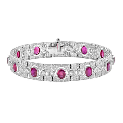 Art Deco Style 8.87ct Oval Ruby and Diamond Bracelet