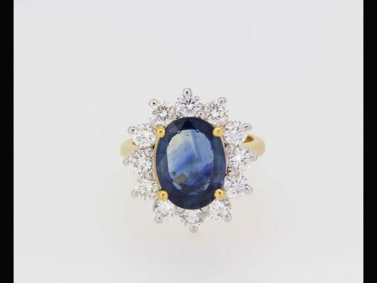 Vintage 5.10ct Sapphire and Diamond Cluster Ring