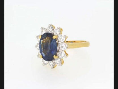 Vintage 5.10ct Sapphire and Diamond Cluster Ring